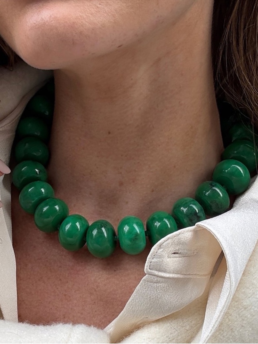 Chunky Green Beaded Statement Necklace